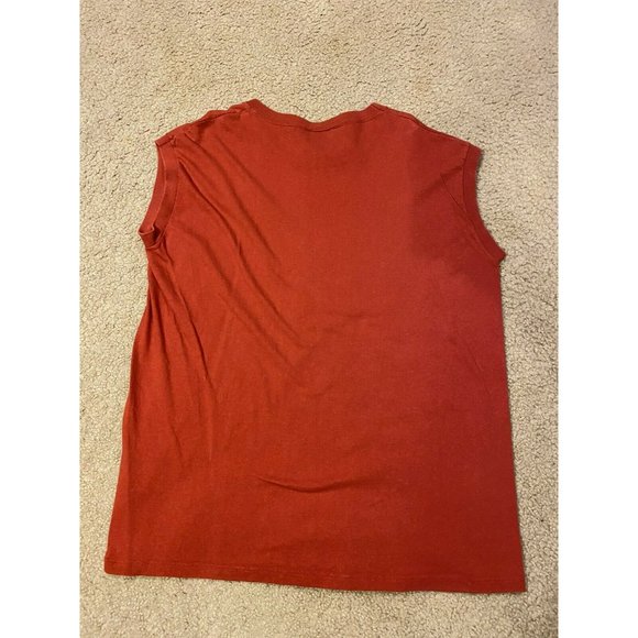 VINTAGE JERZEES SLEEVELESS BLANK PLAIN USA MADE 90s TANKTOP TSHIRT SZ Large Red - Picture 2 of 5